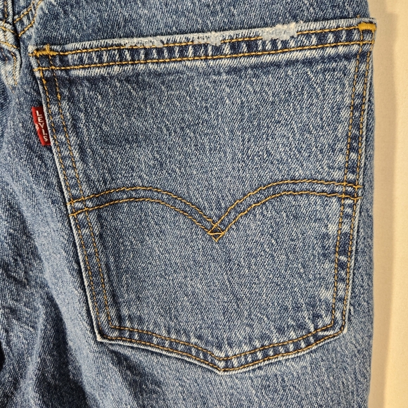Levi's Premium 70s High Rise Slim Straight Leg Cotton Denim Blue Jeans Size 30 - Picture 4 of 13